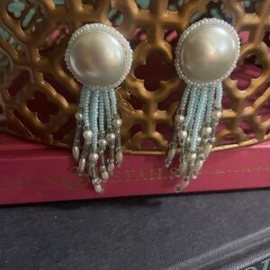 Vintage Unique Pearl like and Bead Dangle Earrings.